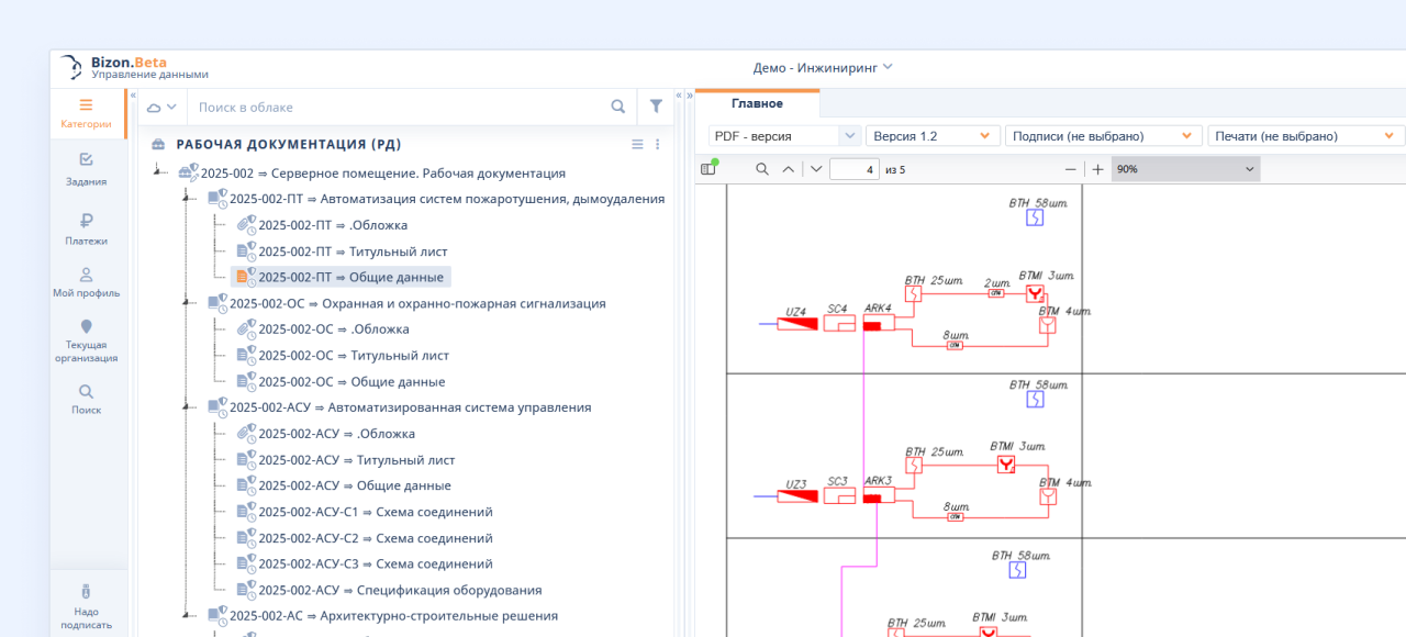 Рабочая область Bizon.help